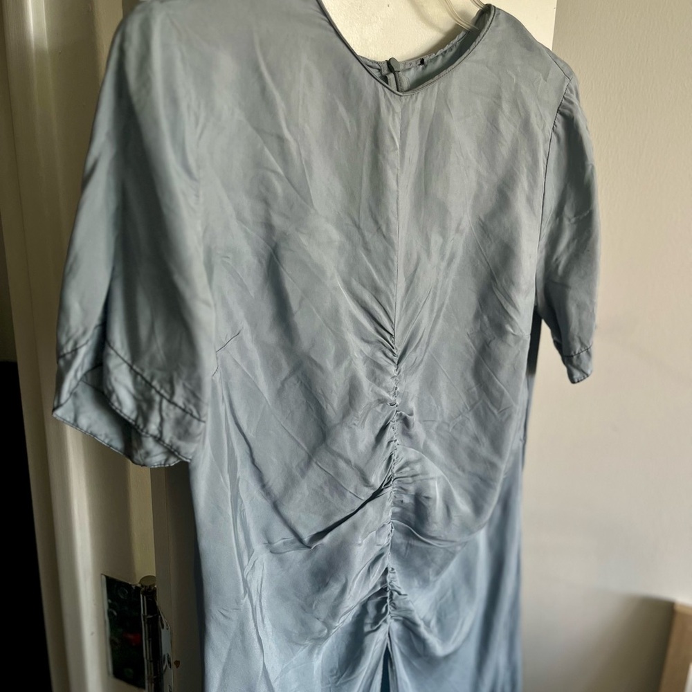 Light Blue Ruched Tunic Silky Material - Picture 2 of 2